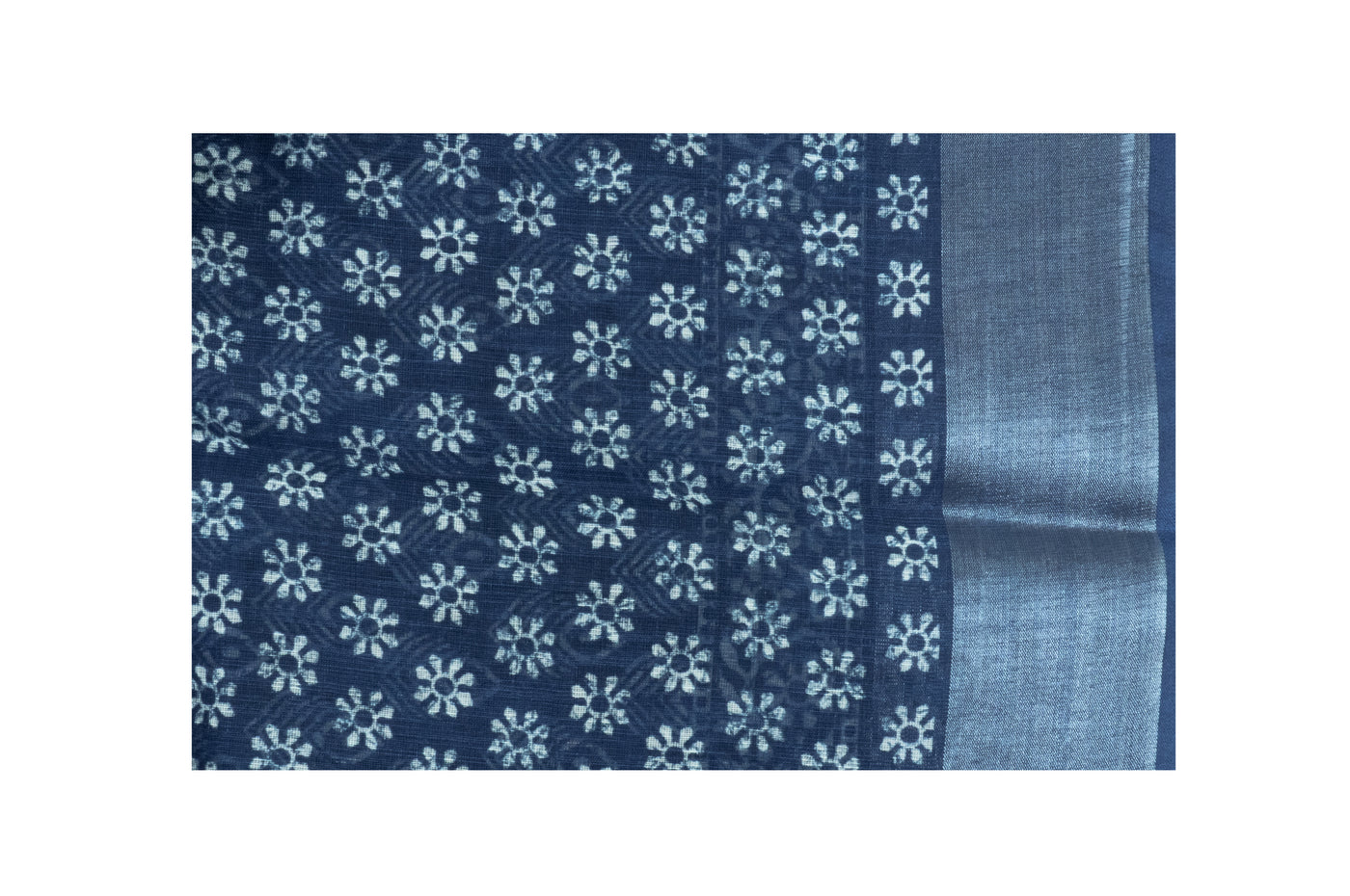 Indigo Blue Color Linen Cotton Saree