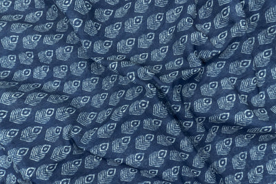 Indigo Blue Color Linen Cotton Saree