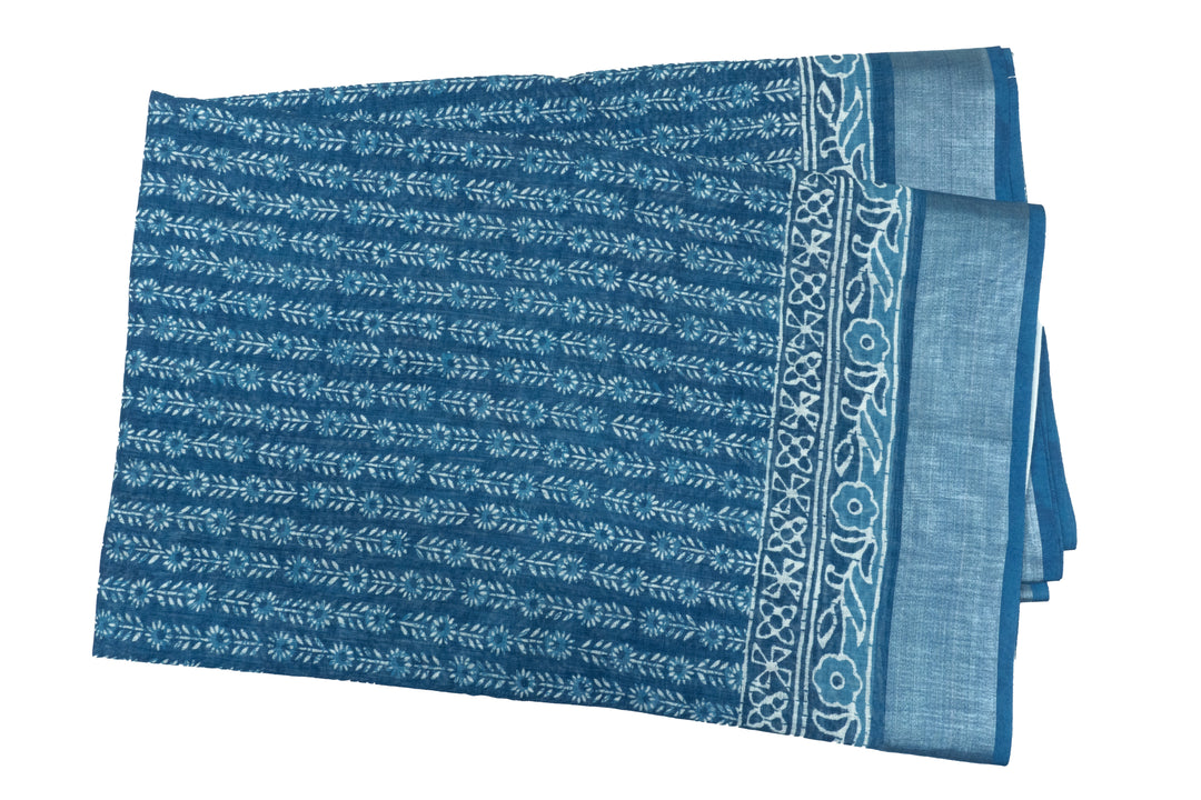 Blue Color Linen Cotton Saree