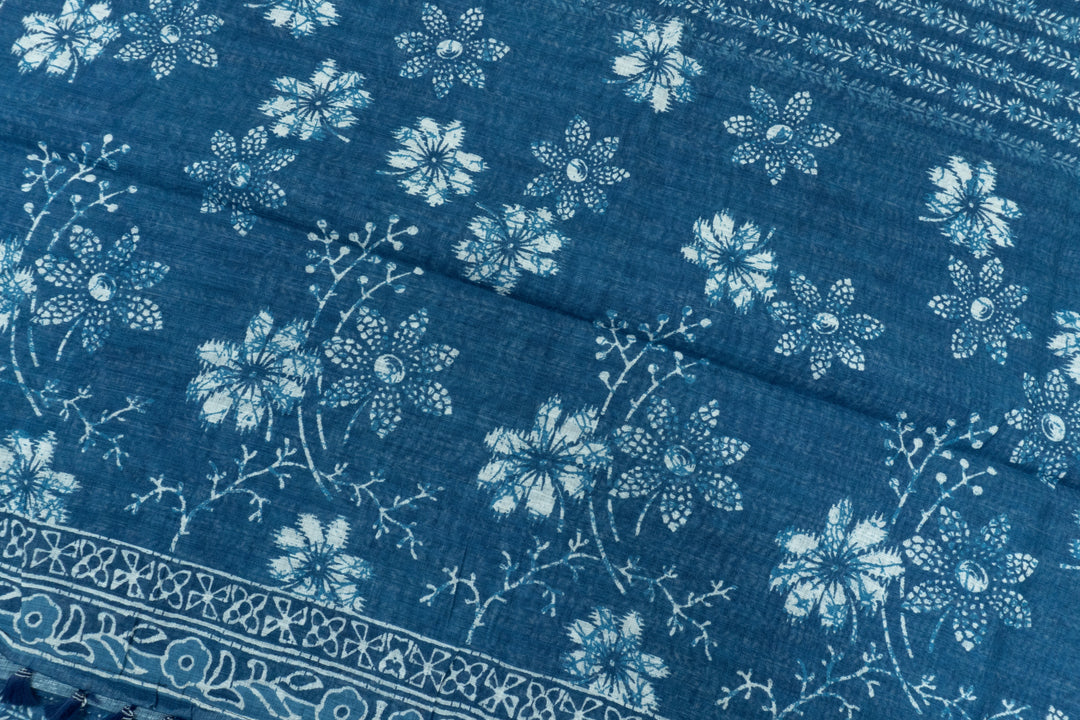 Blue Color Linen Cotton Saree