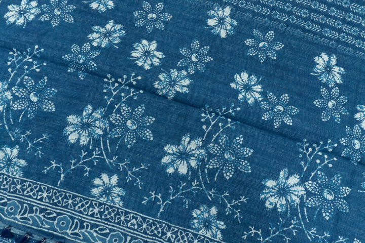 Blue Color Linen Cotton Saree