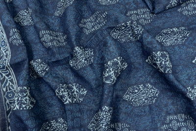 Indigo Color Linen Cotton Saree