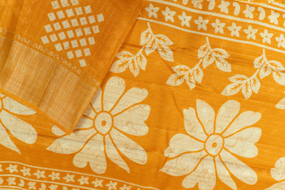 Solid Yellow Color Fancy Saree