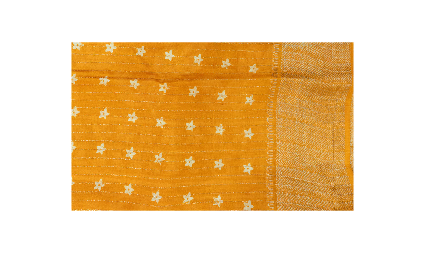 Solid Yellow Color Fancy Saree