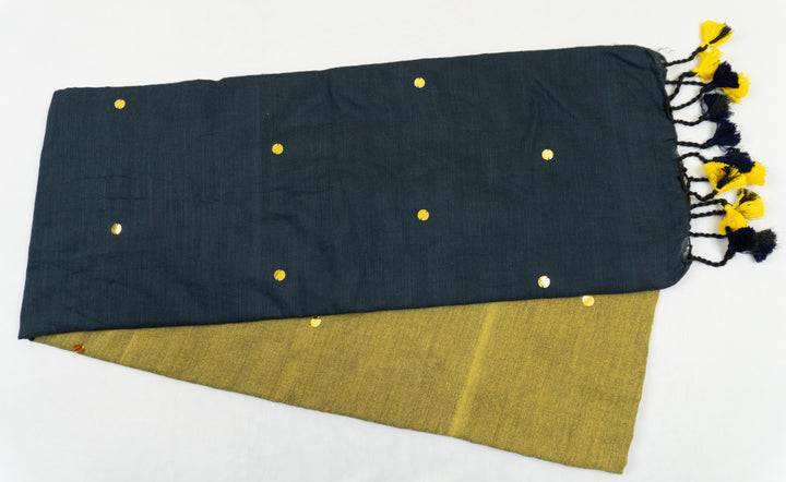 Yellow Color Khadi Gini Saree with contrast Pallu & blouse
