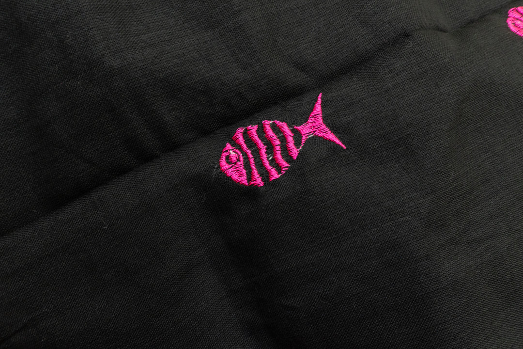 Black Color Kadhi Fish Embroidery Saree with running blouse