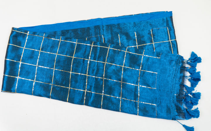 Blue Color Khadi Tissue sequence Saree