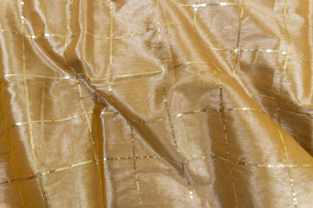 Cream Color Khadi Tissue Sequence Saree