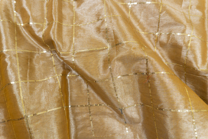 Cream Color Khadi Tissue Sequence Saree
