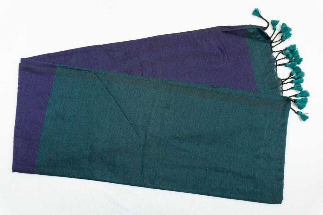 Teal Green Color Khadi Cotton Saree with contrast blouse & Pallu