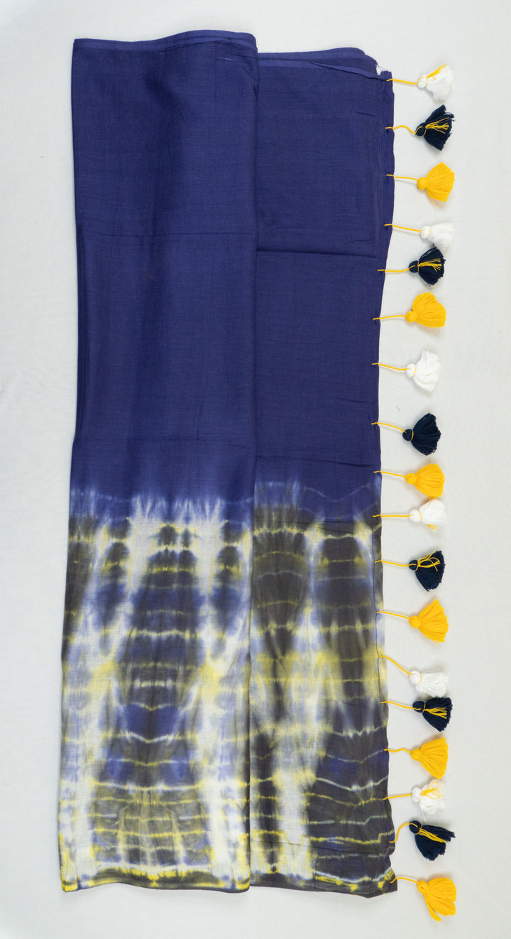 Violet Color Mul Cotton Tie and Dye without Blouse