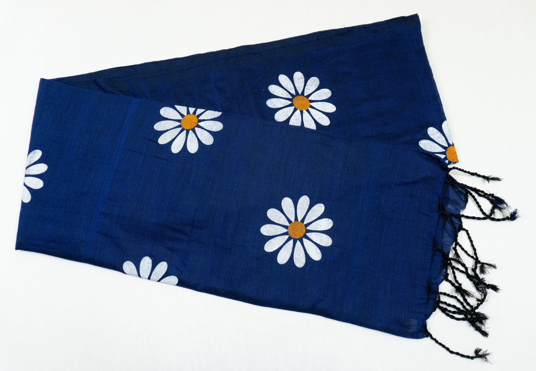 Dark Blue Color Sunflower Kadhi Cotton Saree