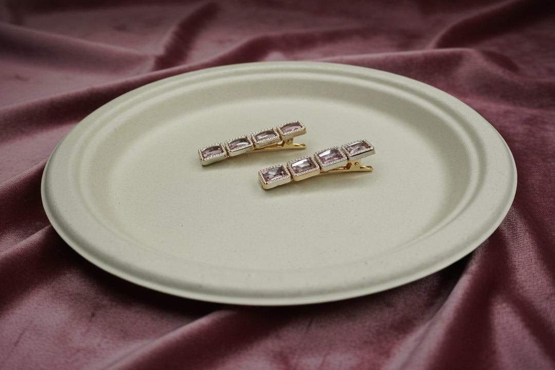 Square Crystal Hair Clip Set
