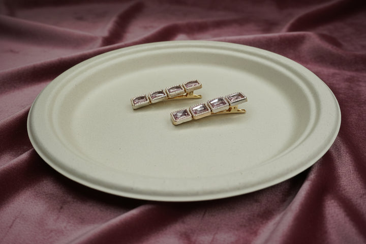 Square Crystal Hair Clip Set