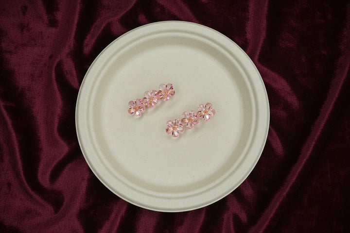 Crystal Pink Floral Hair Clip Set