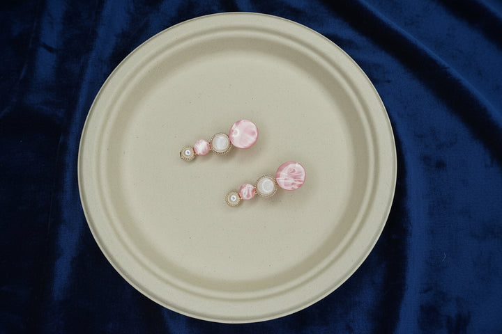 Marbled Pink Pearl Hair Clip Set