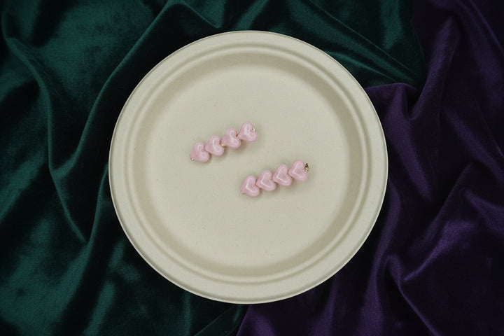 Pastel Pink Heart Hair Clip Set