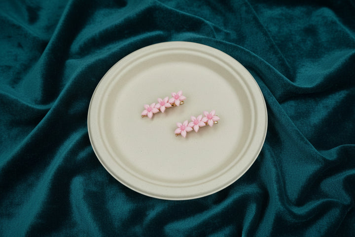 Pink Daisy Floral Hair Clip Set