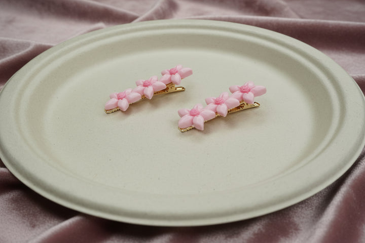 Pink Daisy Floral Hair Clip Set