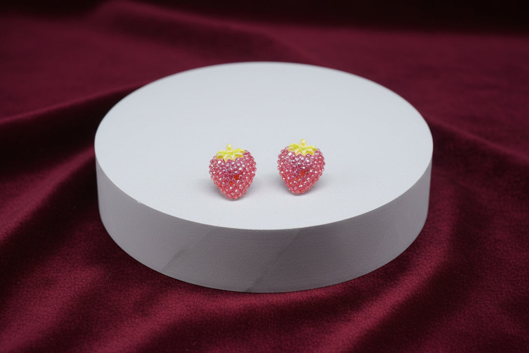 Multicolor Rose & Strawberry Stud Earrings (Mini) (4 sets)