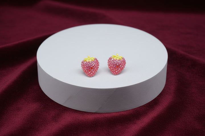Multicolor Rose & Strawberry Stud Earrings (Mini) (4 sets)