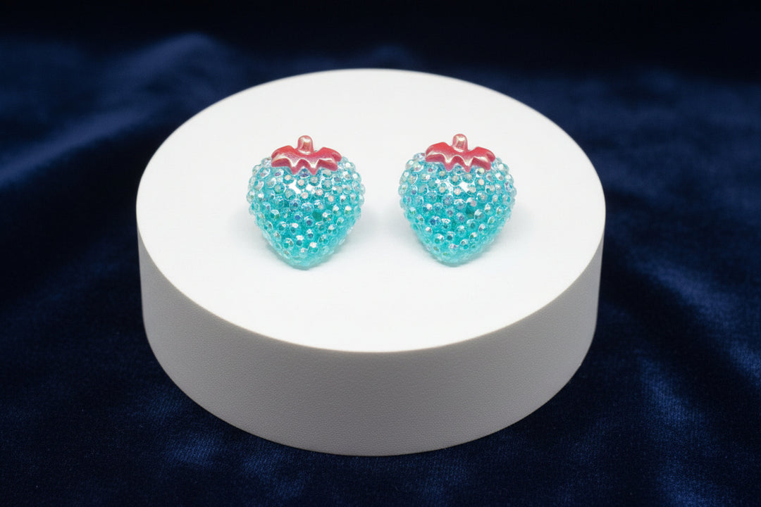 Multicolor Rose & Strawberry Stud Earrings (Mini) (4 sets)