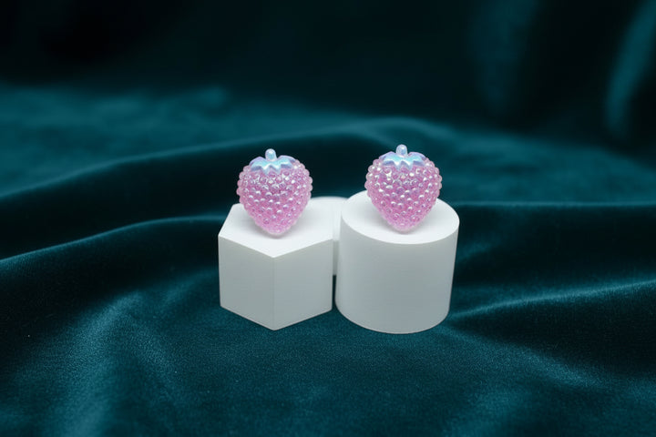 Multicolor Rose & Strawberry Stud Earrings (Mini) (4 sets)