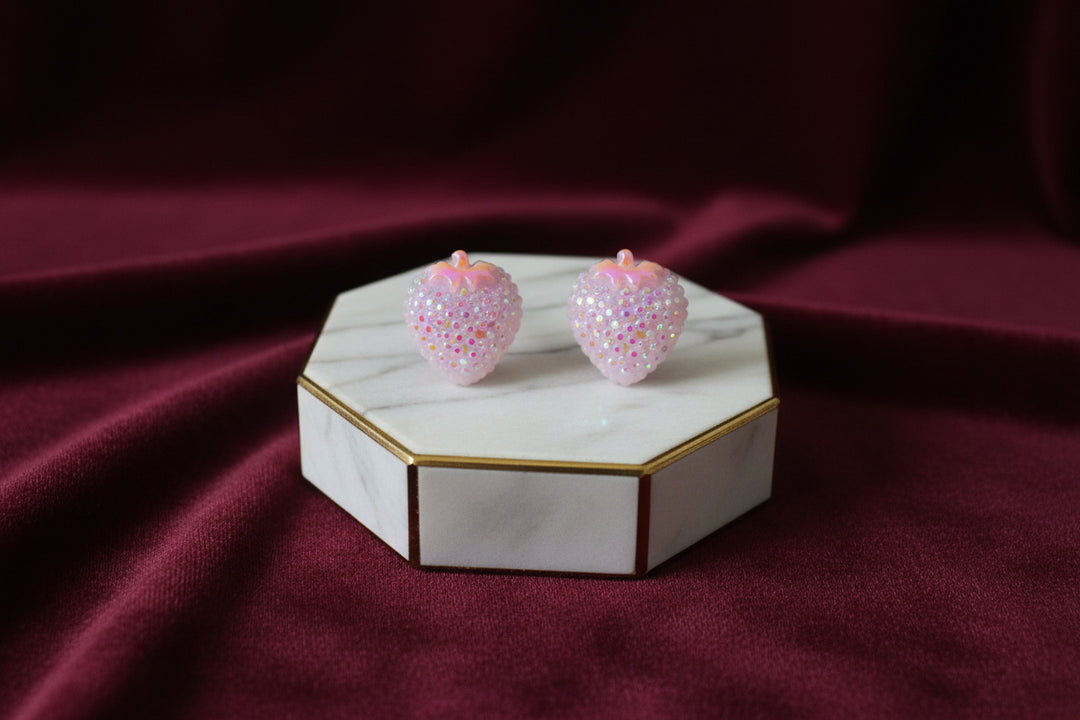 Multicolor Rose & Strawberry Stud Earrings (Mini) (4 sets)