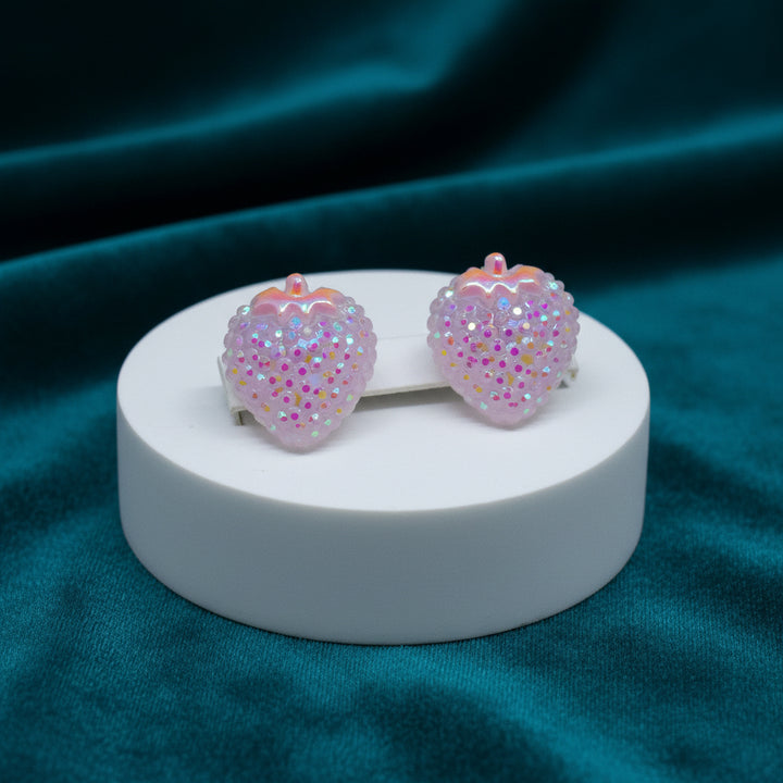 Multicolor Rose & Strawberry Stud Earrings (Mini) (4 sets)