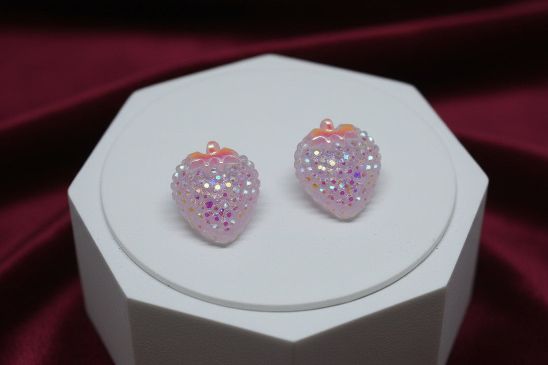 Multicolor Rose & Strawberry Stud Earrings (Mini) (4 sets)