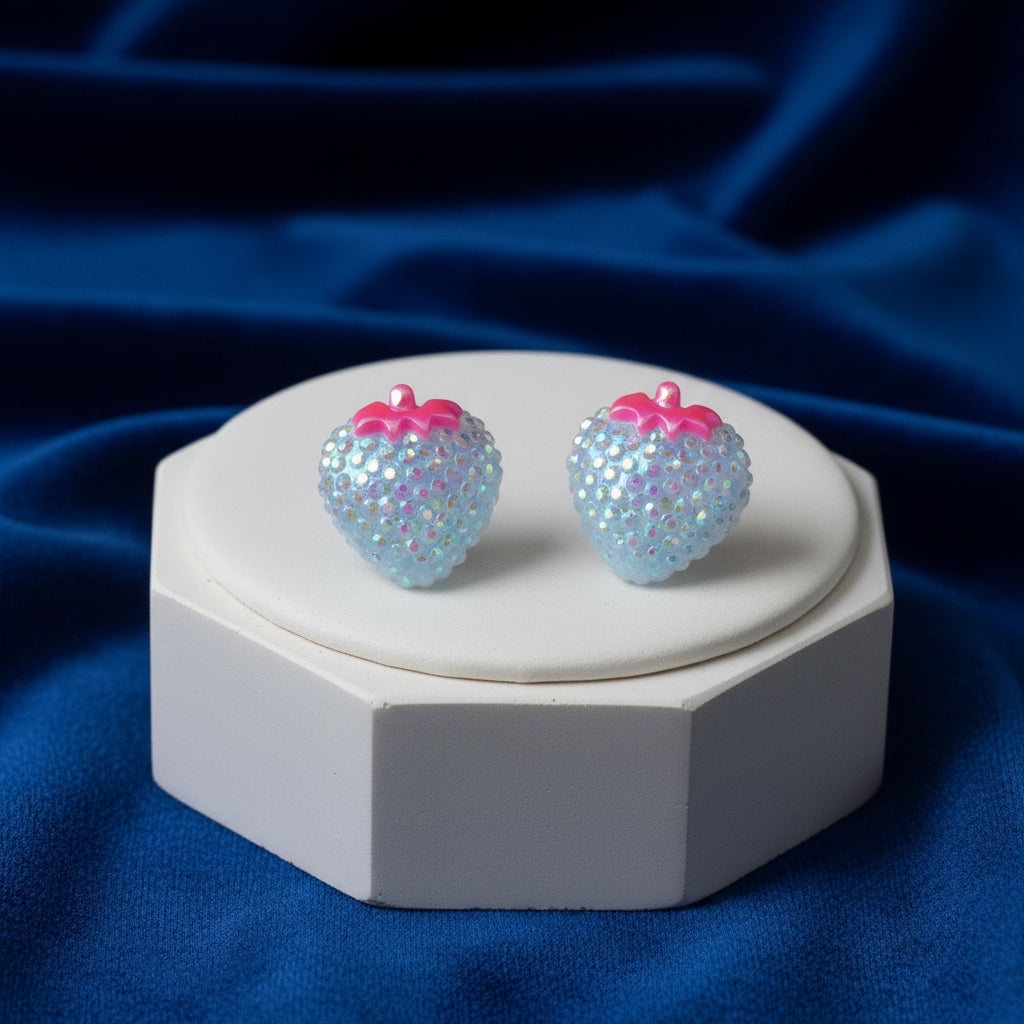 Multicolor Rose & Strawberry Stud Earrings (Mini) (4 sets)