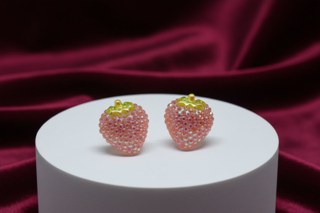 Multicolor Rose & Strawberry Stud Earrings (Mini) (4 sets)