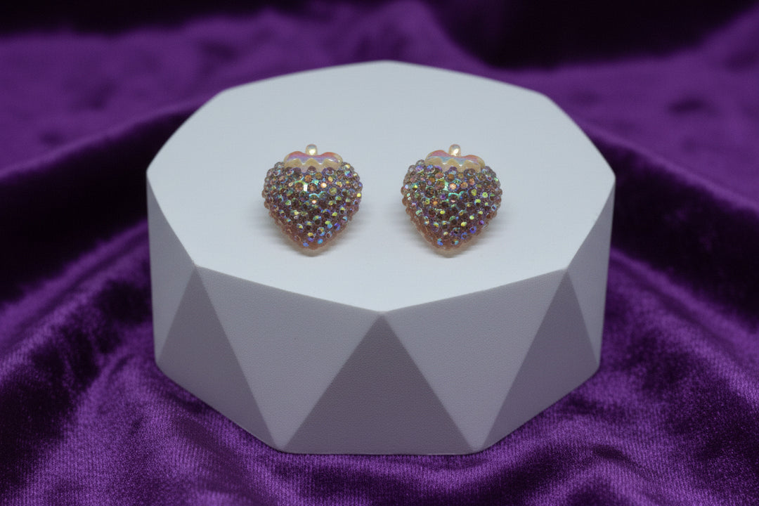 Multicolor Rose & Strawberry Stud Earrings (Mini) (4 sets)