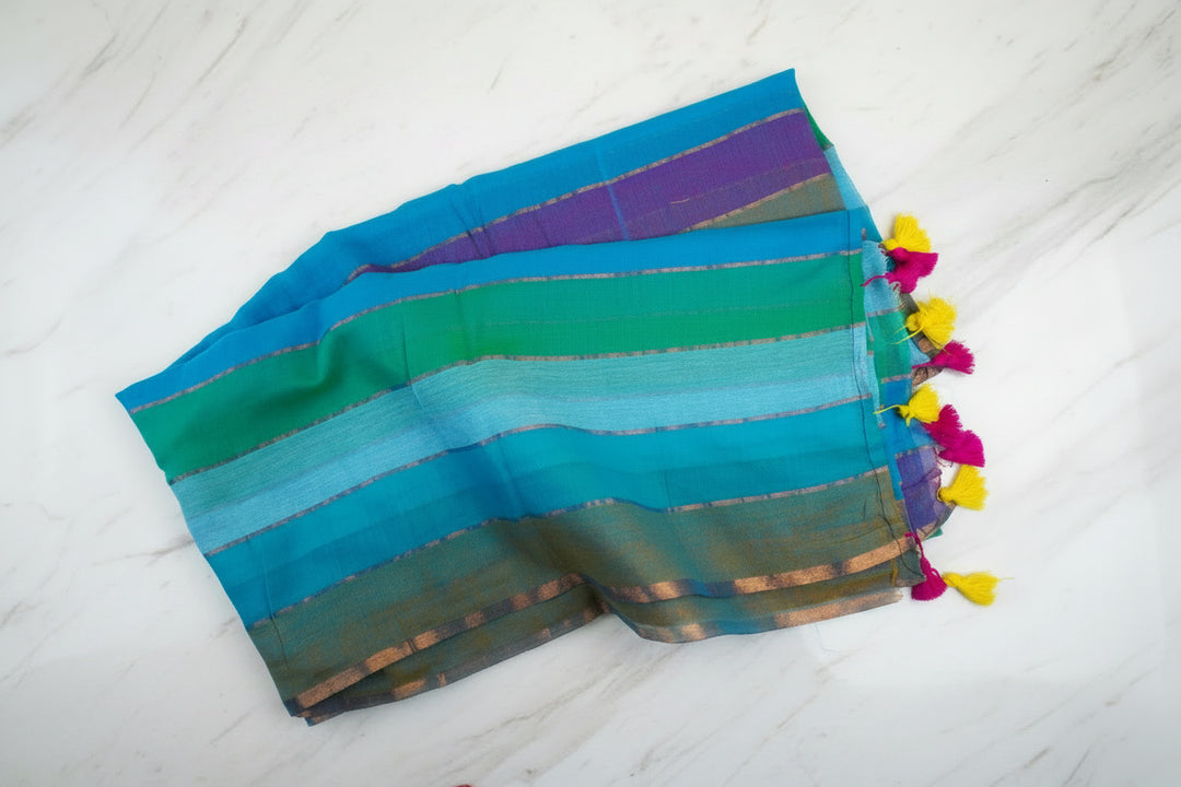 Mul Cotton Multi Color Saree