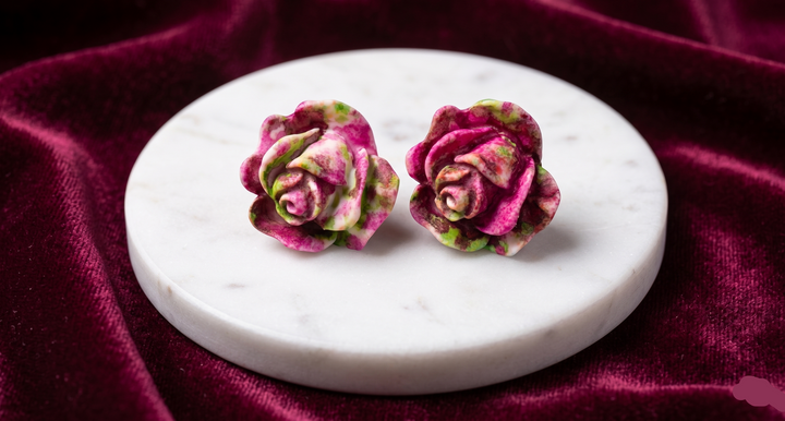 Multicolor Rose & Strawberry Stud Earrings (Mini) (4 sets)