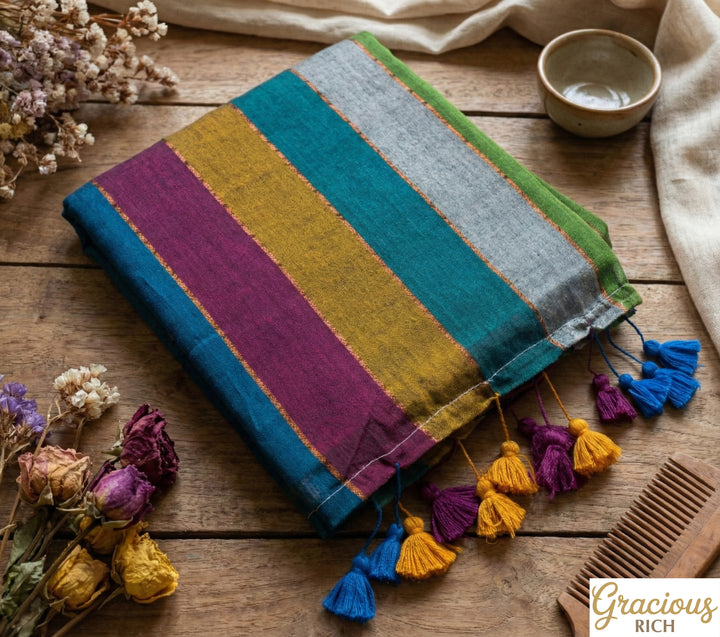 Mul Cotton Multi Color Saree