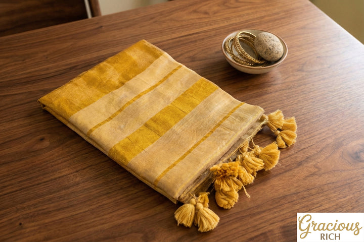 Kerala Tissue Saree (Small Zari Pallu)