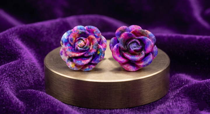 Multicolor Rose & Strawberry Stud Earrings (Mini) (3 sets)