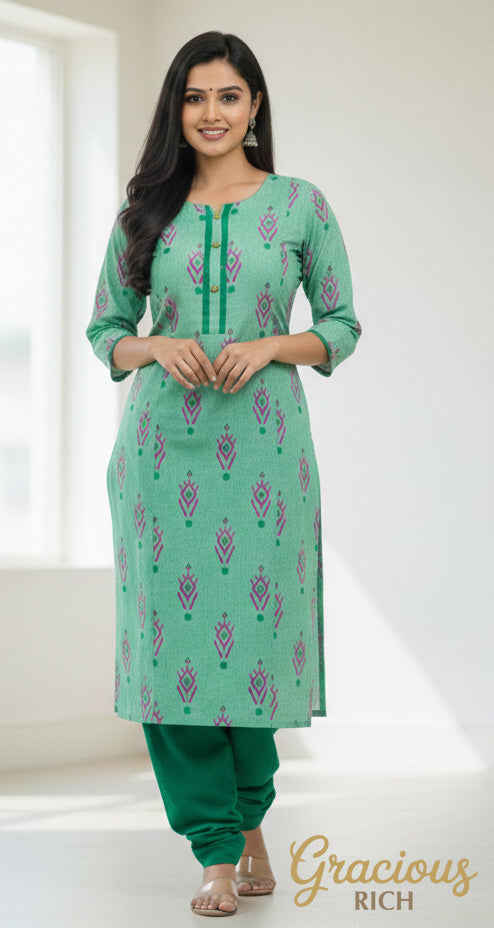 Mint Green Cotton Chudi Material