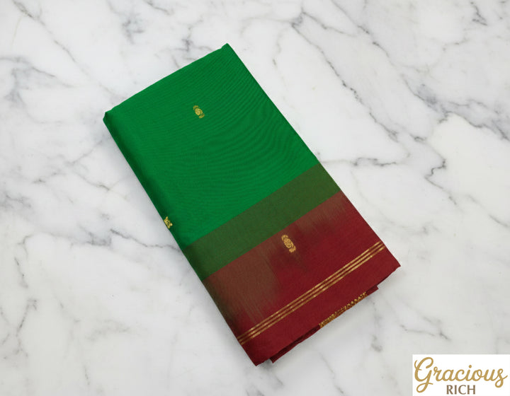 Green Color Semi Silk Cotton Saree with butta