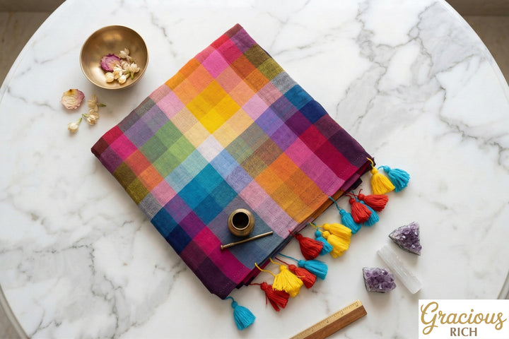 Mul Cotton Rainbow Saree (Purple)