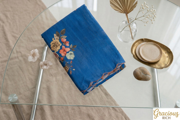 🌸 Floral Tusser Silk Saree