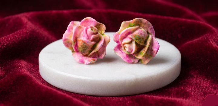 Multicolor Rose & Strawberry Stud Earrings (Mini) (4 sets)