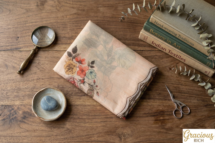 🌸 Floral Tusser Silk Saree