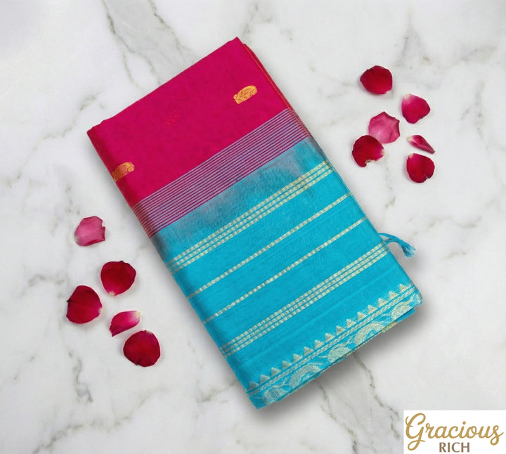 Magenta Pink Color Silk Cotton Saree