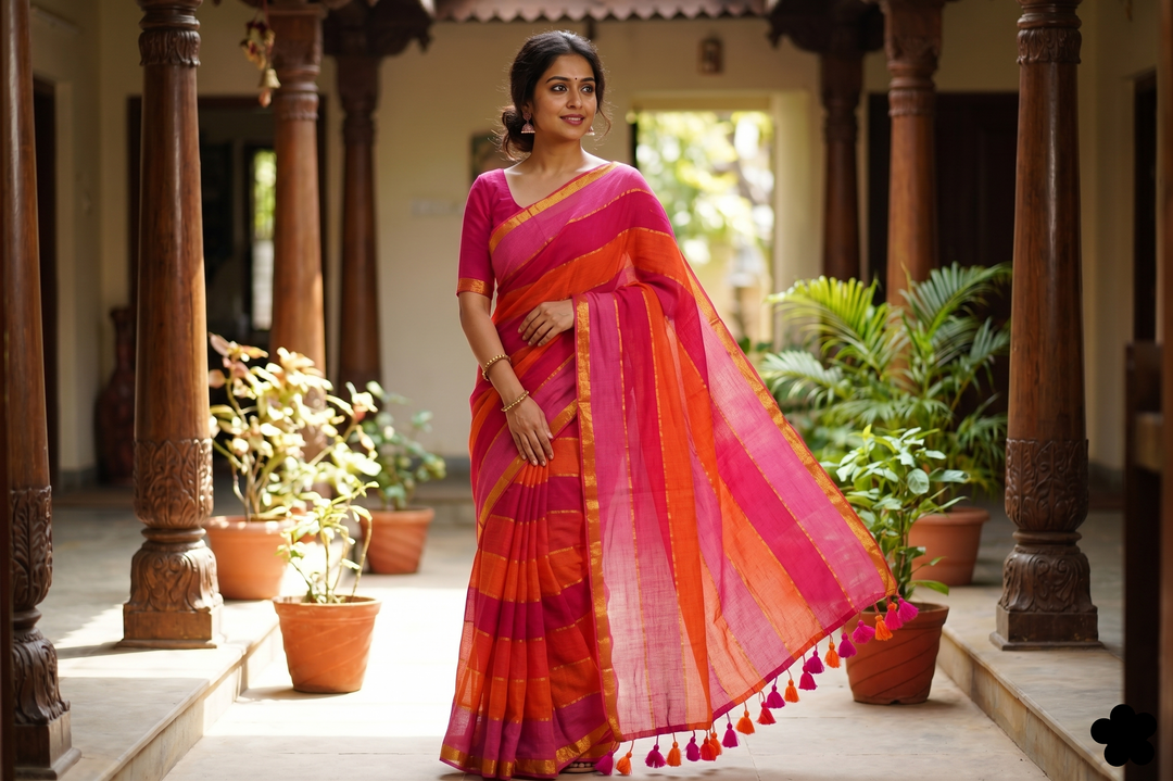 Mul Cotton Multi Color Saree (without blouse)