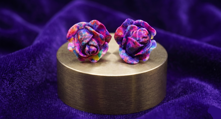 Multicolor Rose & Strawberry Stud Earrings (Mini) (4 sets)