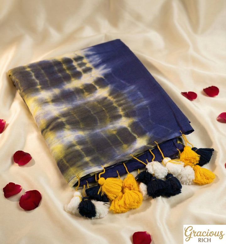Violet Color Mul Cotton Tie and Dye without Blouse