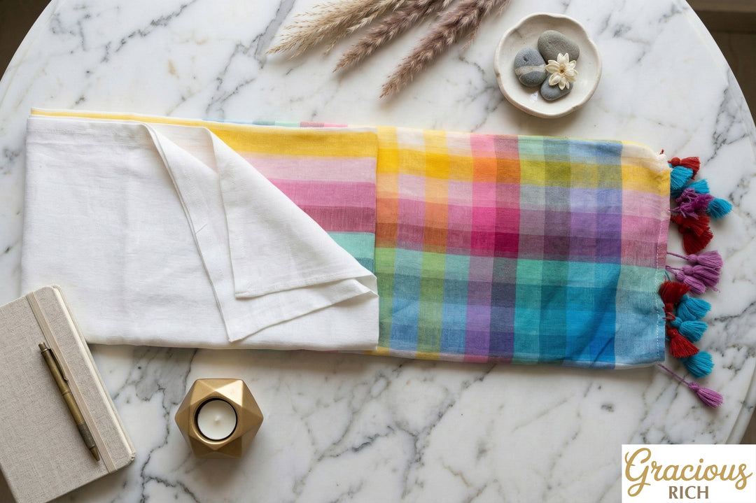 Mul Cotton Rainbow Saree (White)
