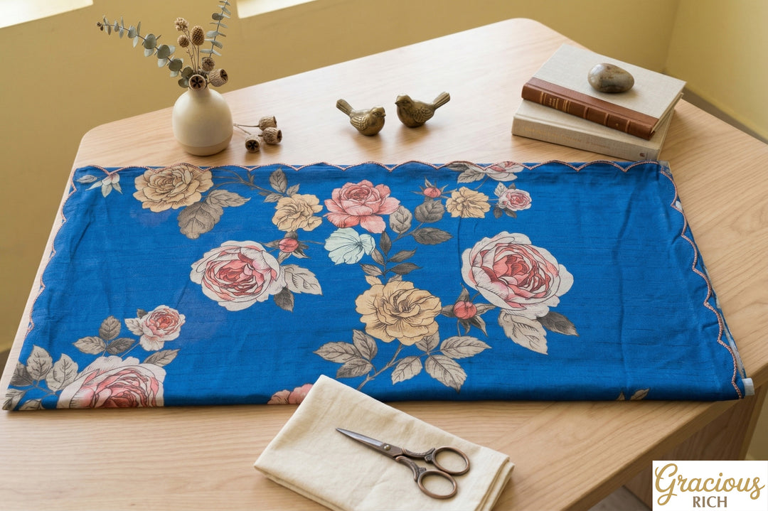 🌸 Floral Tusser Silk Saree